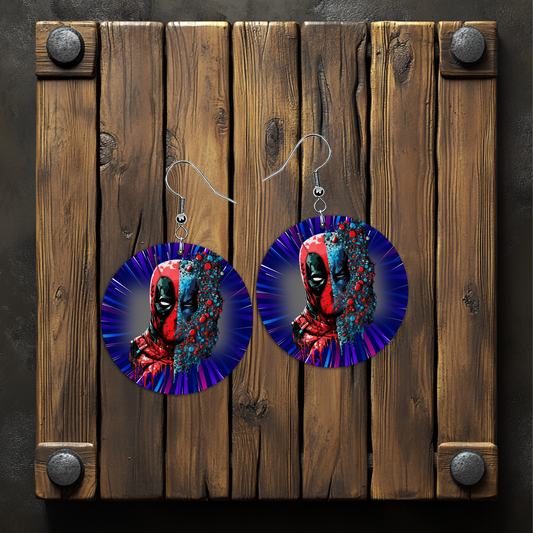 two faced deadpool earrings