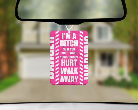 bitch warning air freshener 3x4inch