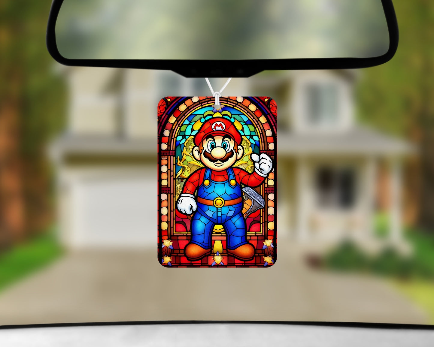 Mario stain glass air freshener 3x4inch