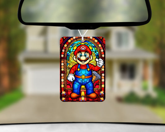 Mario stain glass air freshener 3x4inch