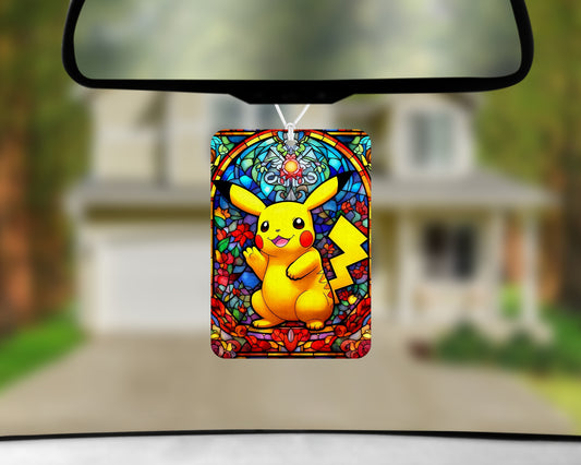 pikachu stain glass air freshener 3x4inch