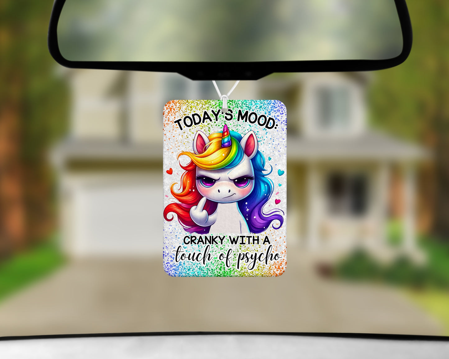 crany unicorn air freshener 3x4 inch