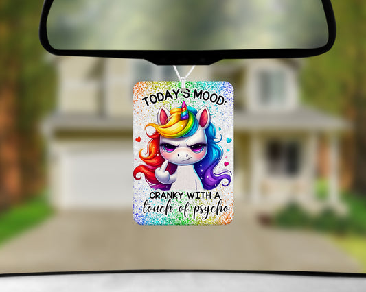 crany unicorn air freshener 3x4 inch